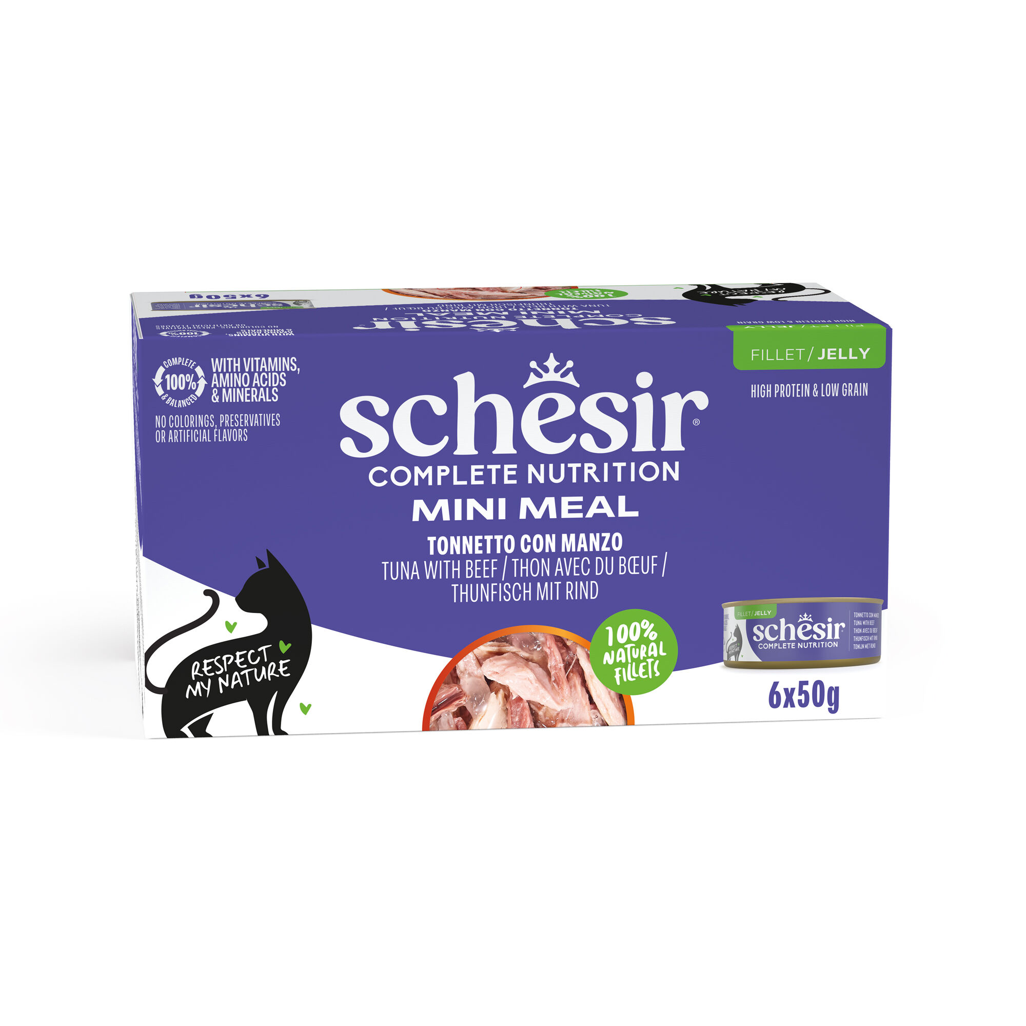 Schesir - Bo&icirc;tes P&acirc;t&eacute;e au Thon avec B&oelig;uf en Gel&eacute;e pour Chat - 6x50g Image num&eacute;ro 1