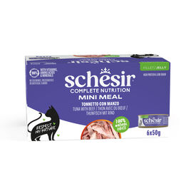 Schesir - Bo&icirc;tes P&acirc;t&eacute;e au Thon avec B&oelig;uf en Gel&eacute;e pour Chat - 6x50g