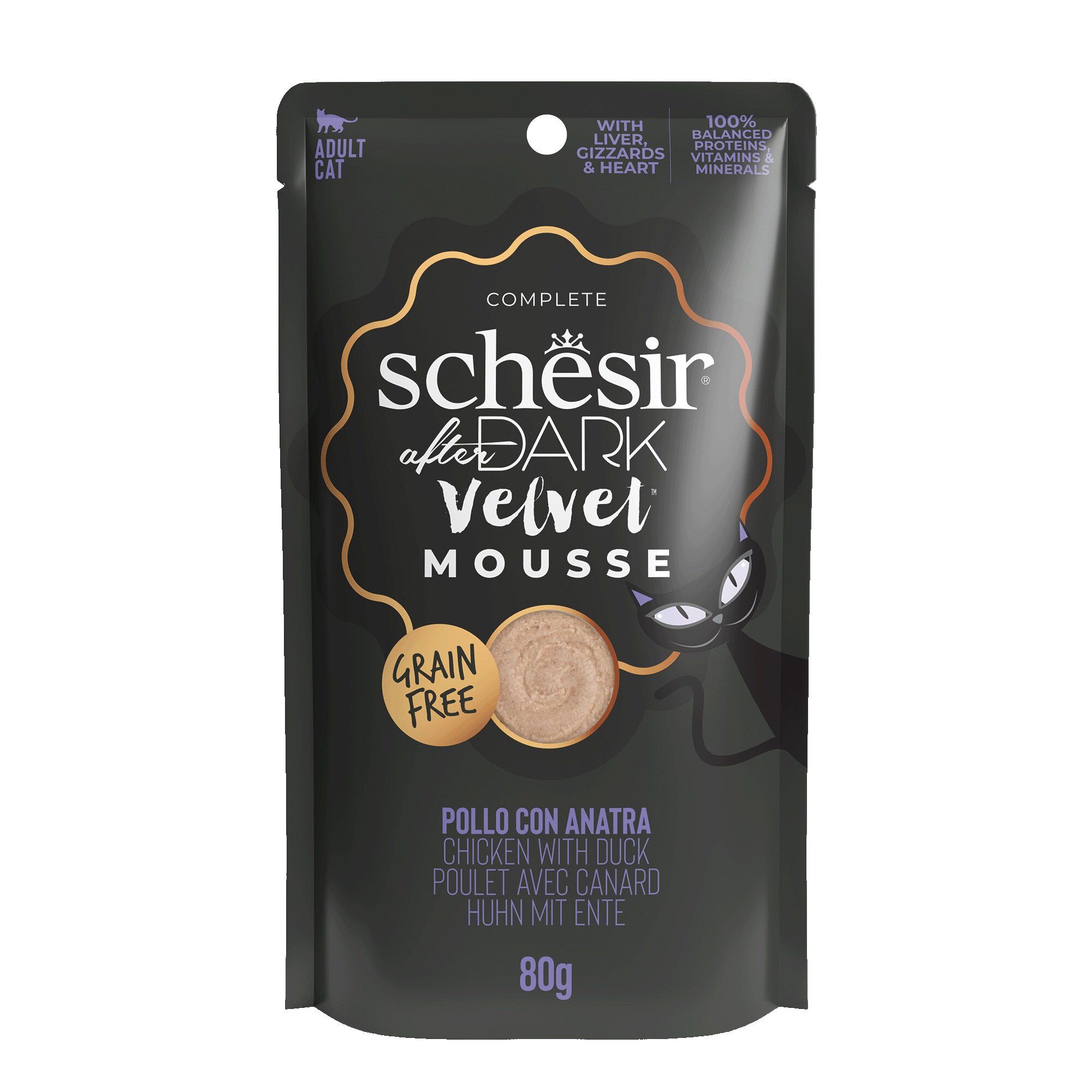 Schesir - Sachet After Dark Velvet Mousse Poulet et Canard Pour Chats - 80g Image num&eacute;ro 1