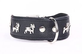 Yogipet - Collier Bouledogue Français Cuir pour Chien Noir