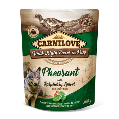 CARNILOVE - CHIEN ADULTE FAISAN & FEUILLES DE FRAMBOISIER POCHON - 300 GR