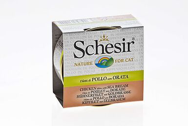 Schesir - Boîte Pâtée au Filets de Poulet avec Dorade en Bouillon pour Chat - 70g