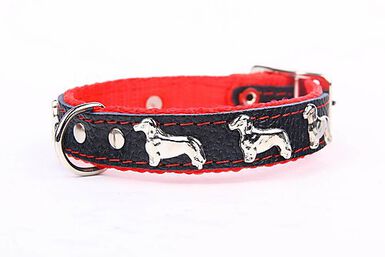 Yogipet - Collier Teckel Cuir Nylon pour Chien - Rouge