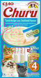 Inaba - Friandises Churu Recette Thon et Fruits de Mer pour Chats - 4x14g