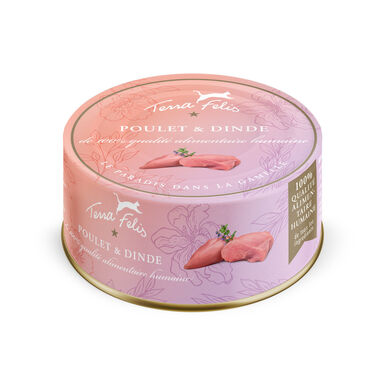 Terra Felis - Aliment Naturel Poulet et Dinde pour Chats - 80g