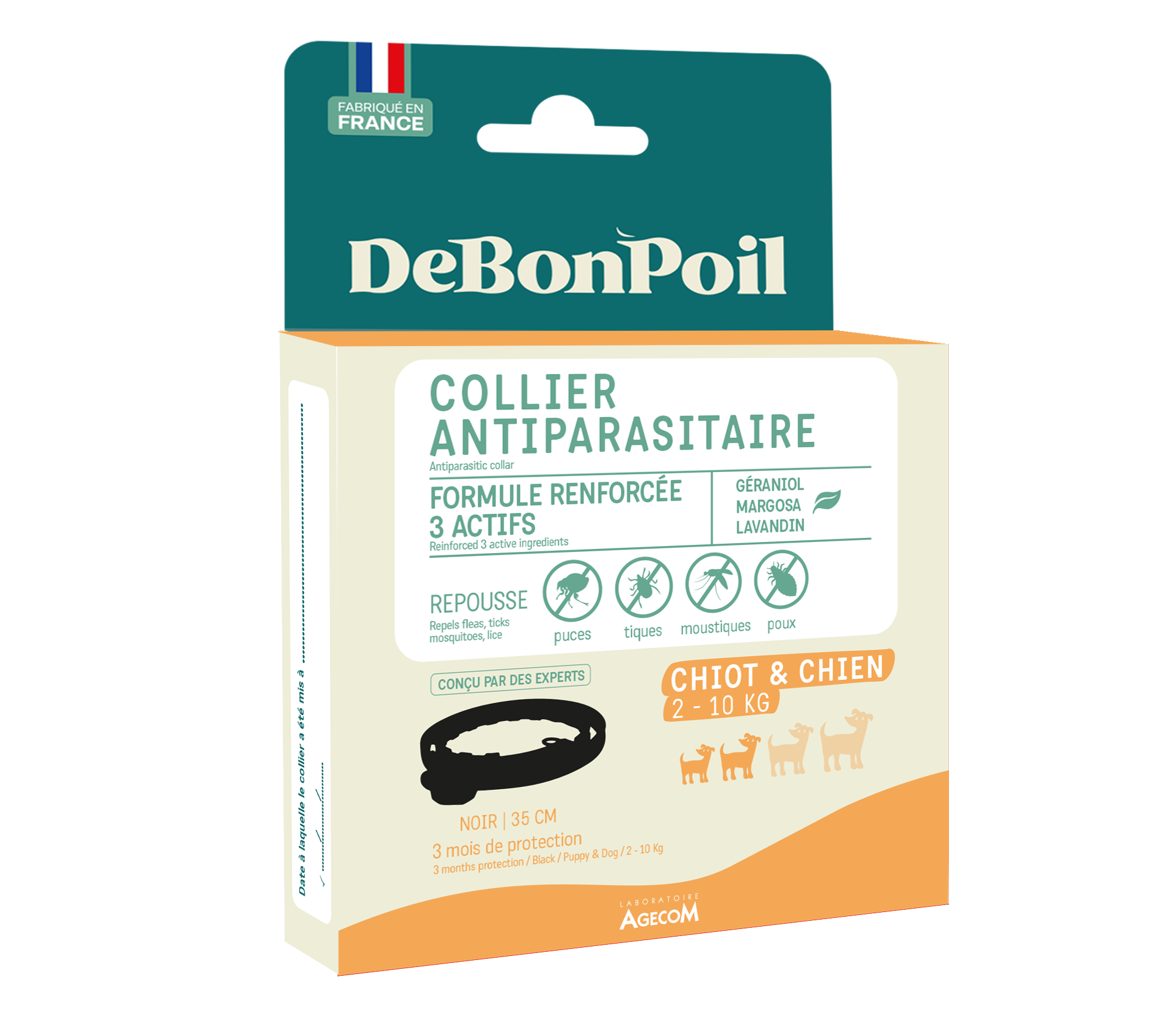 DeBonPoil - Collier Antiparasitaire pour Petit Chien - Noir Image num&eacute;ro 1