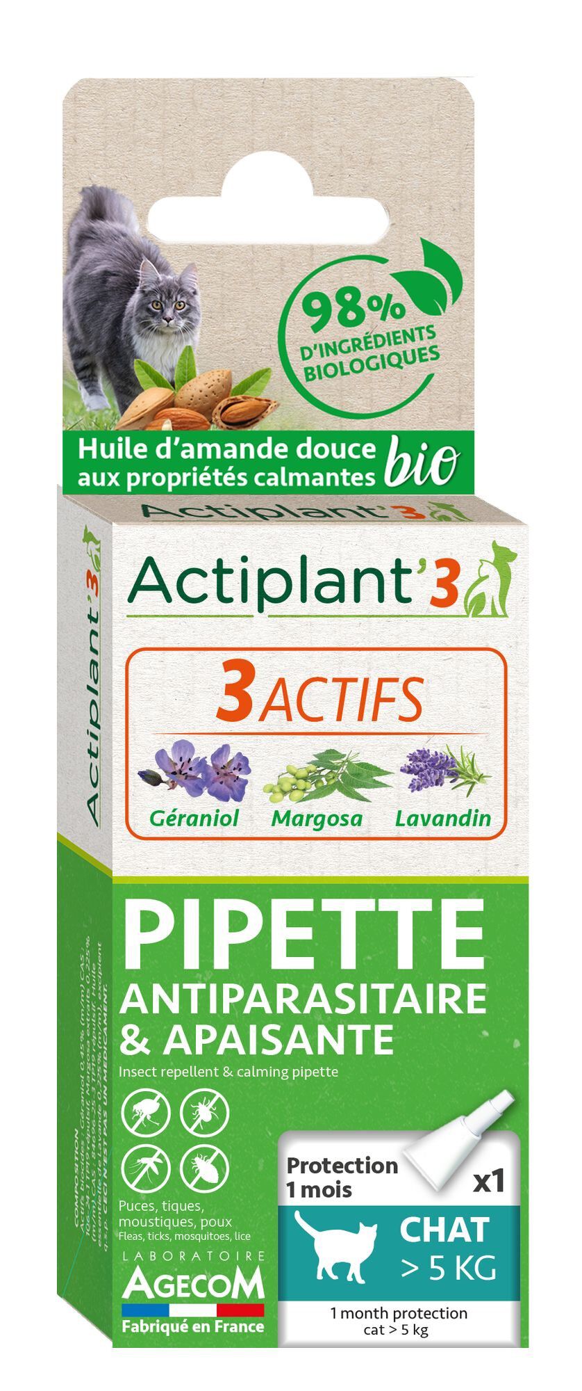 DeBonPoil - Pipette Antiparasitaire 3 Actifs pour Chat - x1 Image num&eacute;ro 1