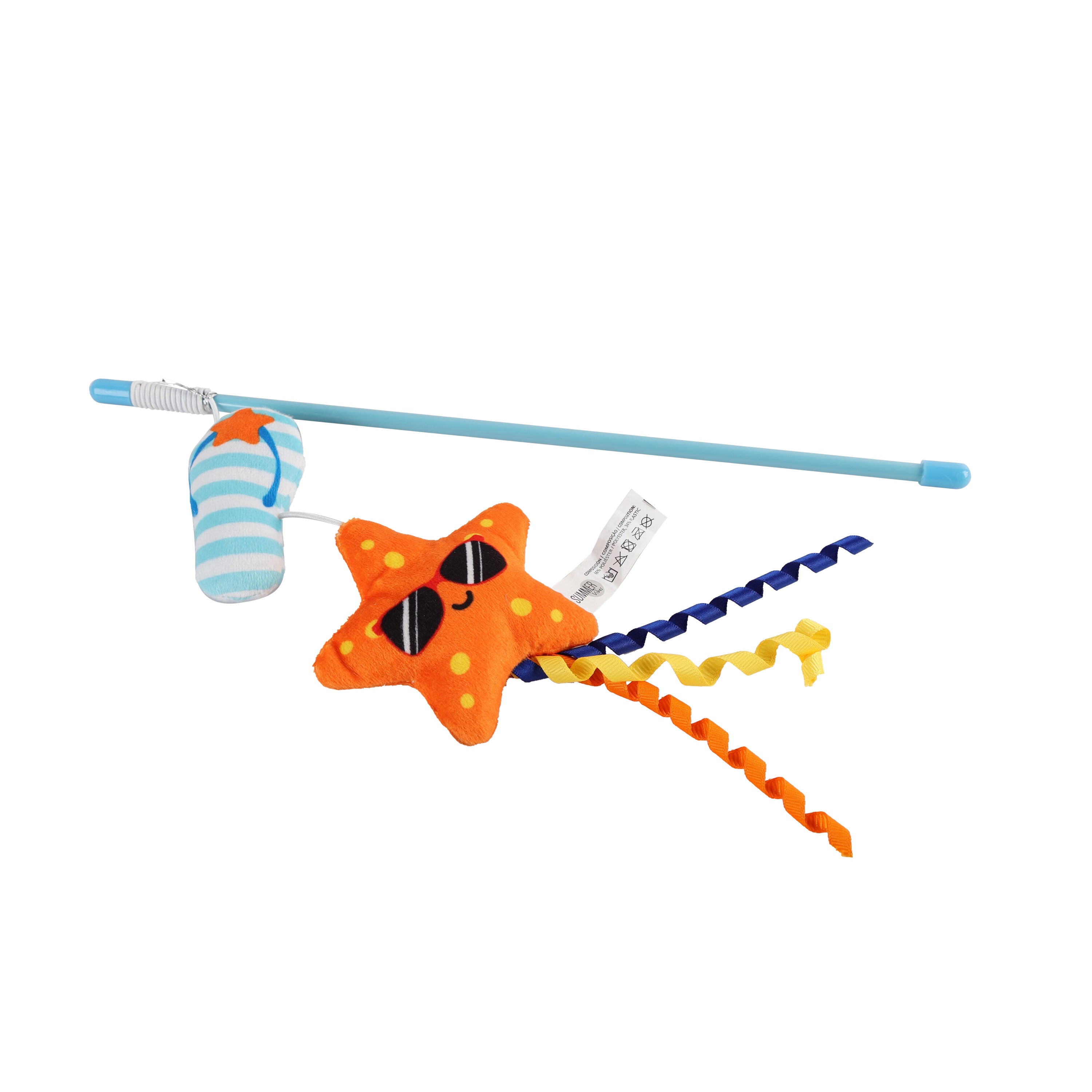 Summer Vibes - Canne &agrave; P&ecirc;che avec Tong et Etoile de Mer pour Chats - 30cm Image num&eacute;ro 1