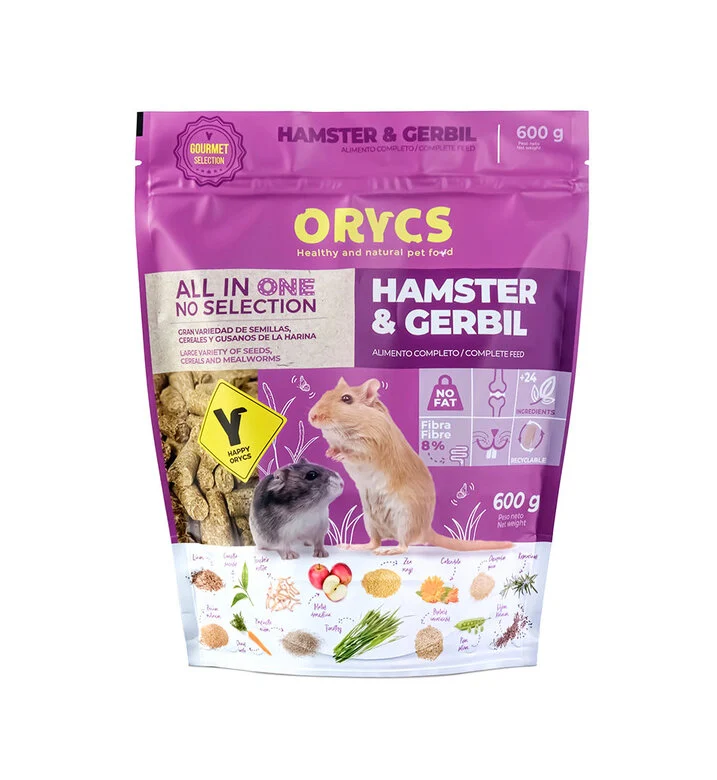 Orycs - Aliment Complet pour Hamster et Gerbille - 600g Image numéro 1 Orycs - Aliment Complet pour Hamster et Gerbille - 600g Image numéro 1