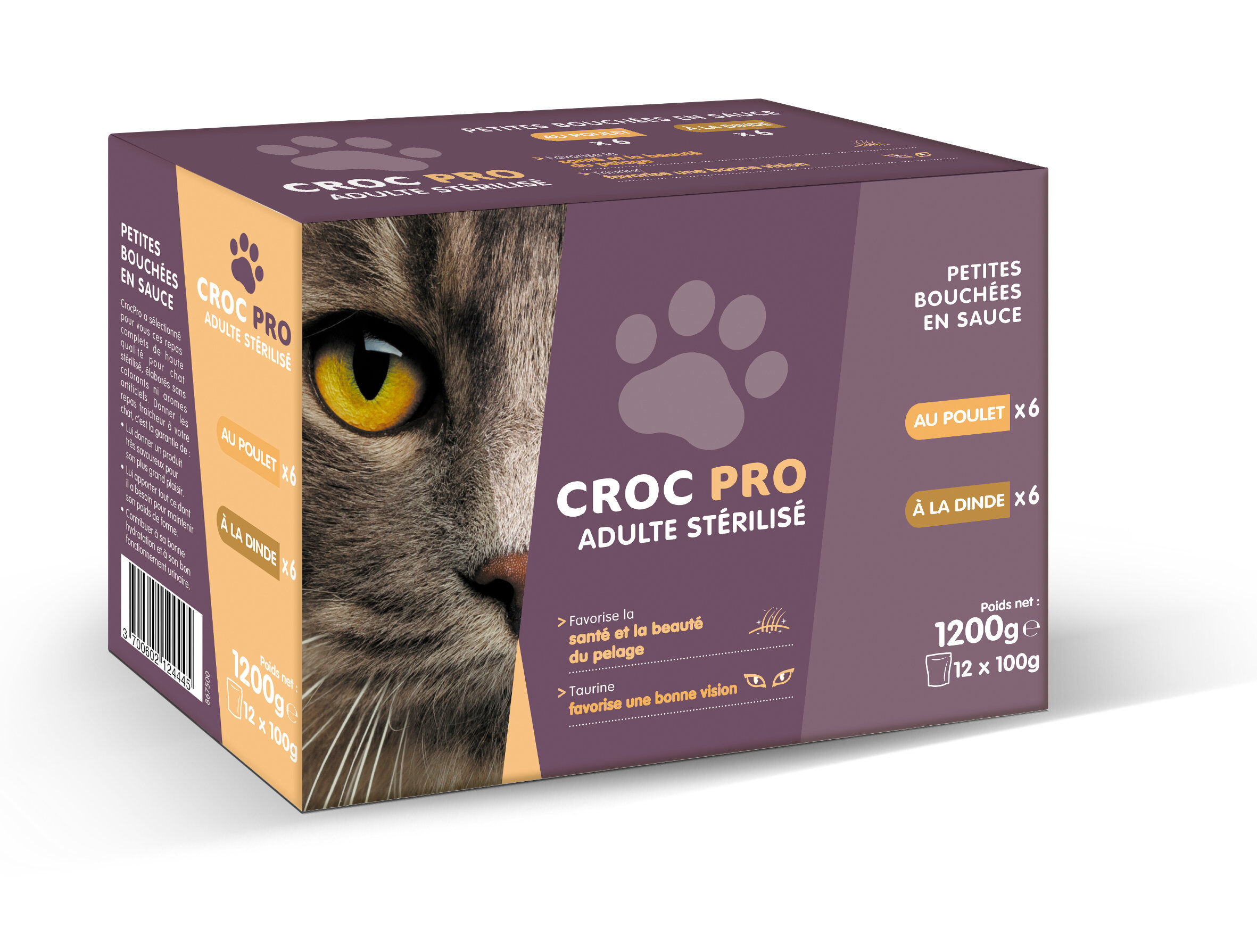 Croc Pro - Bouch&eacute;es en Sauce pour Chats Adultes St&eacute;rilis&eacute;s - 12x100g Image num&eacute;ro 1