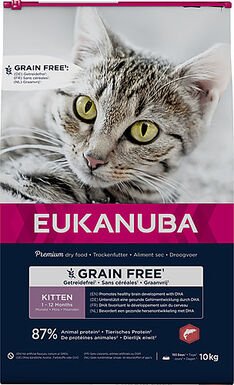 Eukanuba - Croquettes Kitten Sans Céréales au Saumon pour Chatons - 10kg