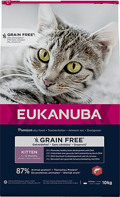 Eukanuba - Croquettes Kitten Sans Céréales au Saumon pour Chatons - 10kg
