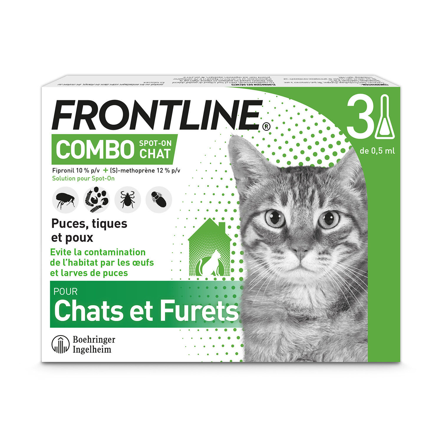 Frontline Combo - Pipettes Antiparasitaires &Eacute;limine les Puces pour Chat - 3x0,5ml Image num&eacute;ro 1