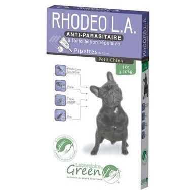 Greenvet - Pipettes Répulsives Rhodeo L.A Actifs Naturels pour Chiens 1-10Kg - 4x1,5ml