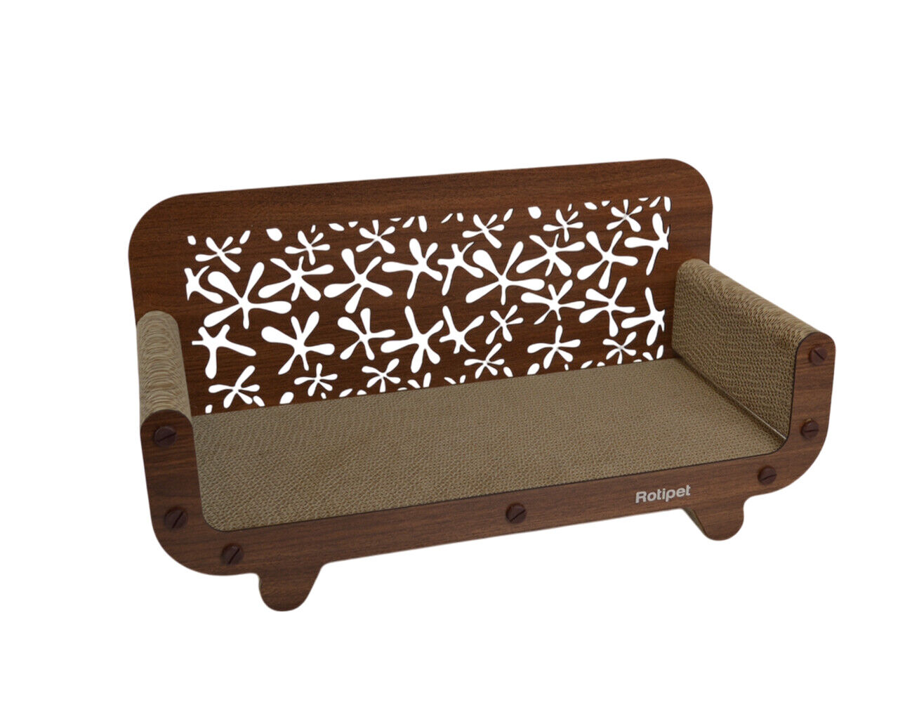 Rotipet - Griffoir Carton Stella MDF Brun pour Chats - 59x30x25cm Image num&eacute;ro 3