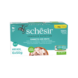 Schesir - Boite Complete Nutrition en Gel&eacute;e Thon et Dorade pour Chats - 6x50g