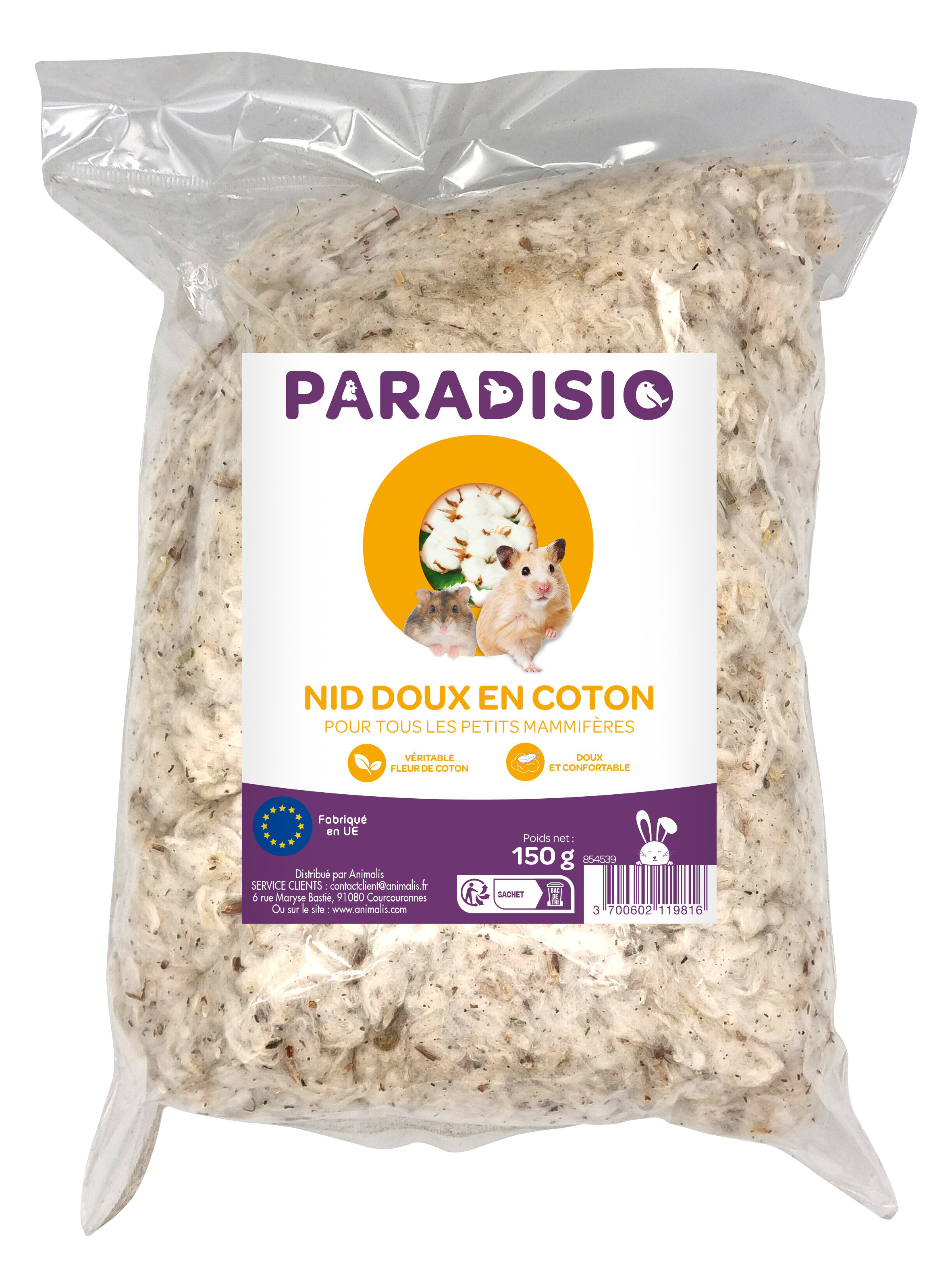 Paradisio - Nid Douillet En Coton pour Rongeurs - 150g Image num&eacute;ro 1
