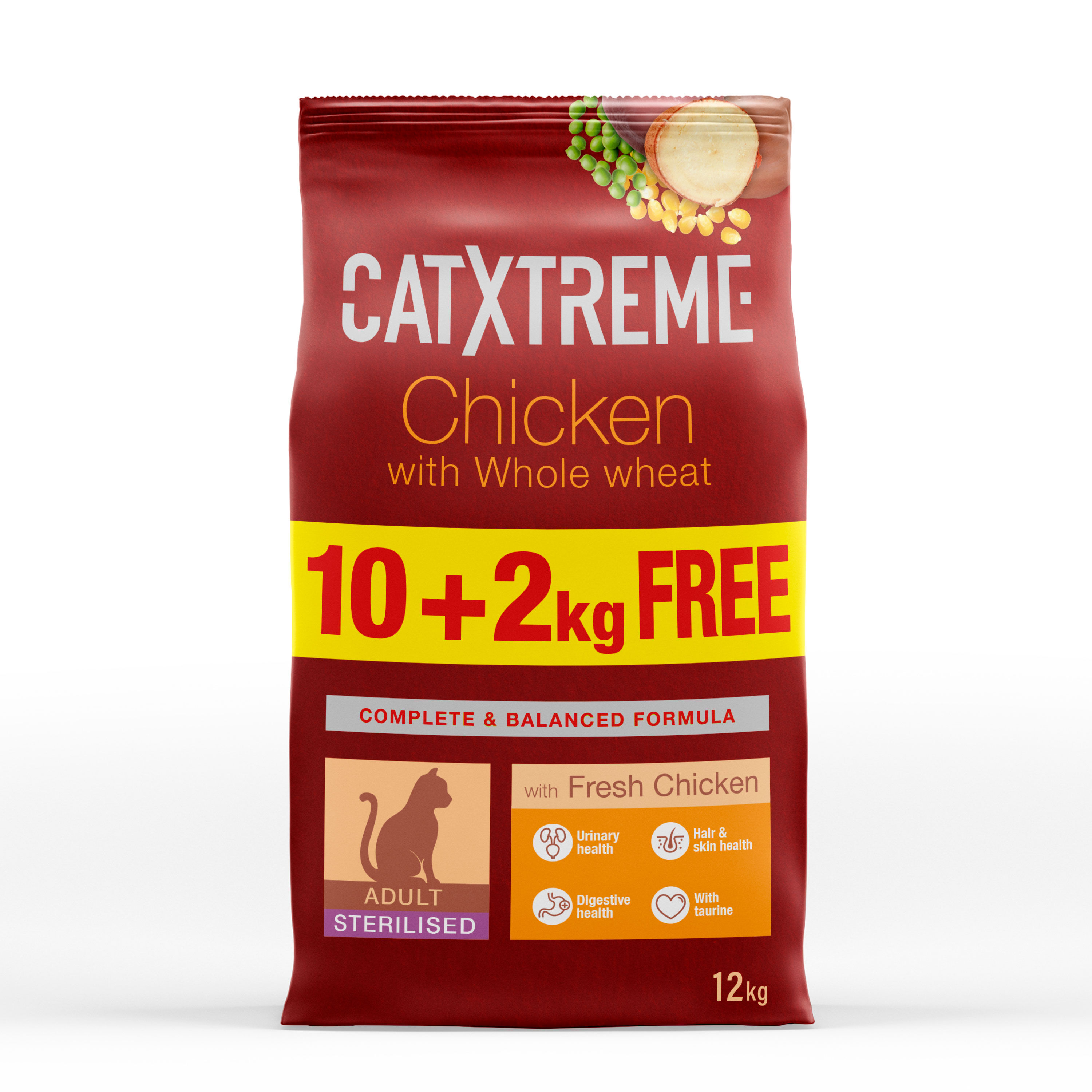 CatXtreme - Croquettes Poulet et Dinde pour Chat Adulte St&eacute;rilis&eacute; - 10 + 2kg Gratuits Image num&eacute;ro 1