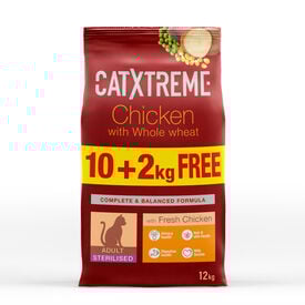 CatXtreme - Croquettes Poulet et Dinde pour Chat Adulte St&eacute;rilis&eacute; - 10 + 2kg Gratuits
