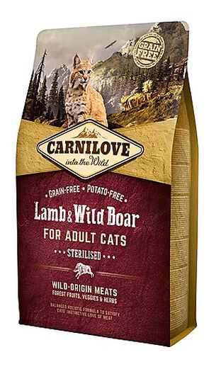 Carnilove - Croquettes Sterilised Agneau et Sanglier pour Chat - 2Kg image number null