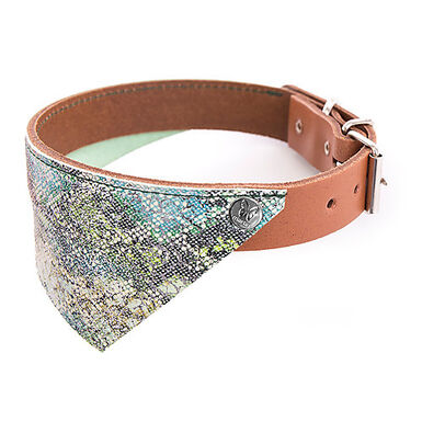 Martin Sellier - Collier Bandana Malibu Vert/Cognac pour Chiens - T40