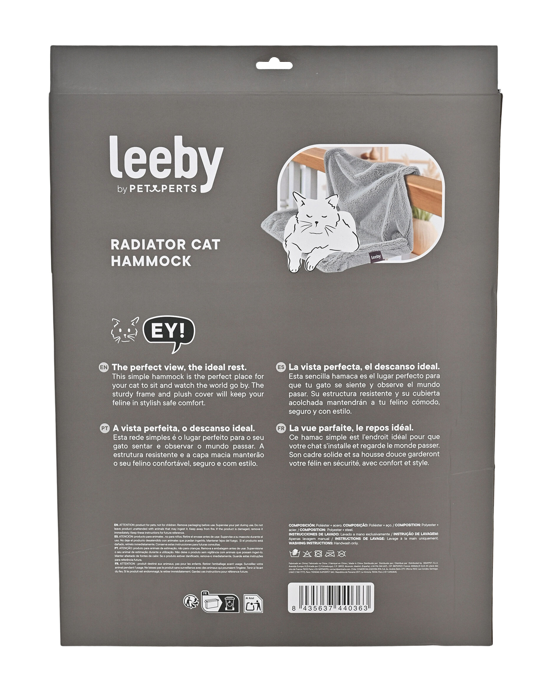 Leeby - Hamac Radiateur pour Chats - Gris Image num&eacute;ro 3