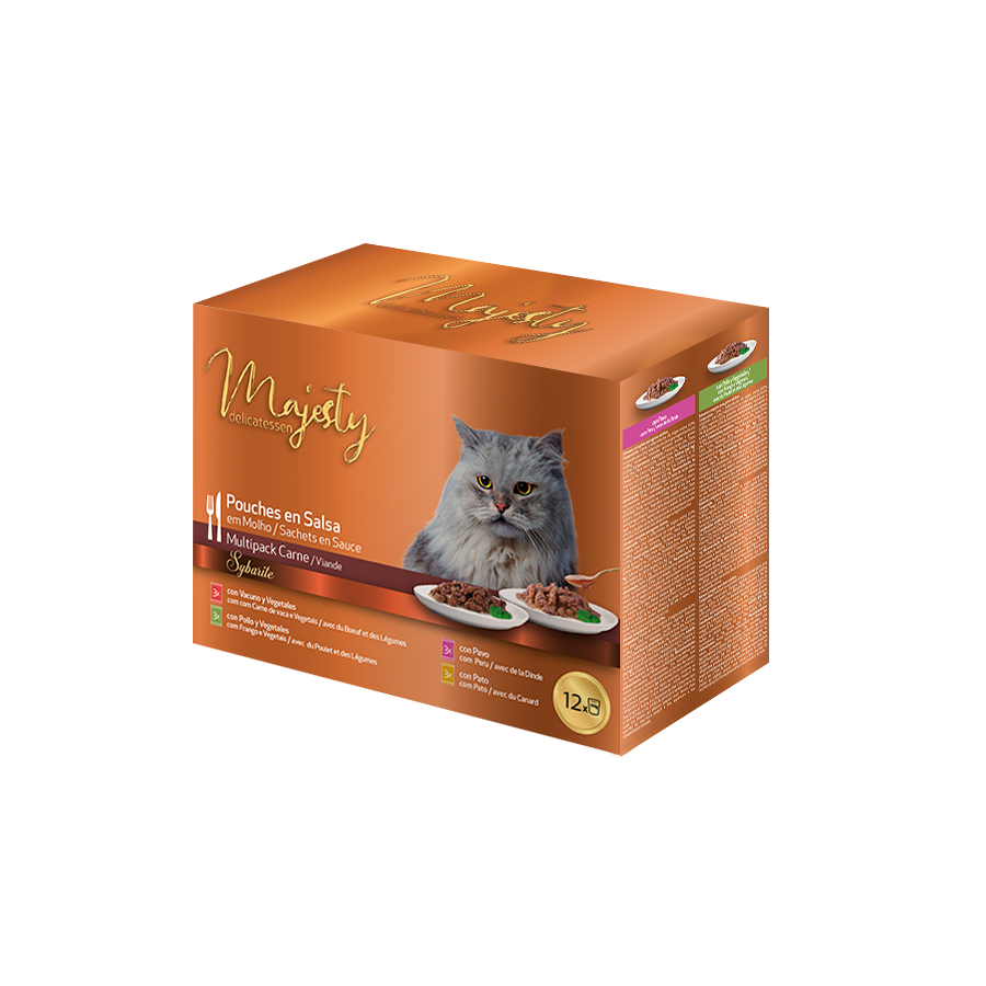 Majesty - Multipack Sachets en Sauce &agrave; la Viande pour Chats - 12x100g Image num&eacute;ro 1