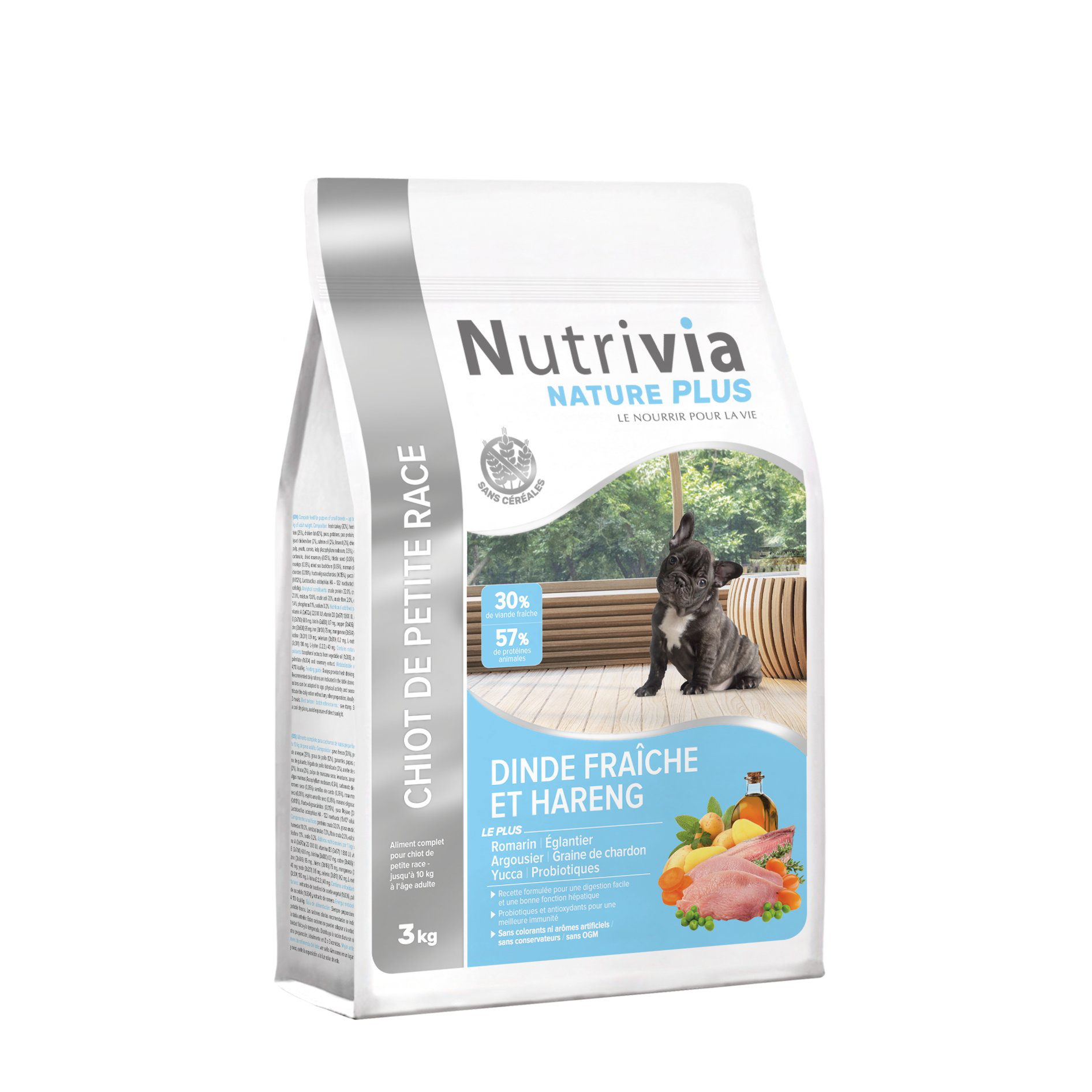 Nutrivia Nature Plus - Croquettes Naturelles &agrave; la Dinde et au Hareng Frais pour Chiot de Petite Race - 3Kg Image num&eacute;ro 1
