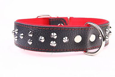 Yogipet - Collier Large Cuir Clouté pour Chien - Rouge
