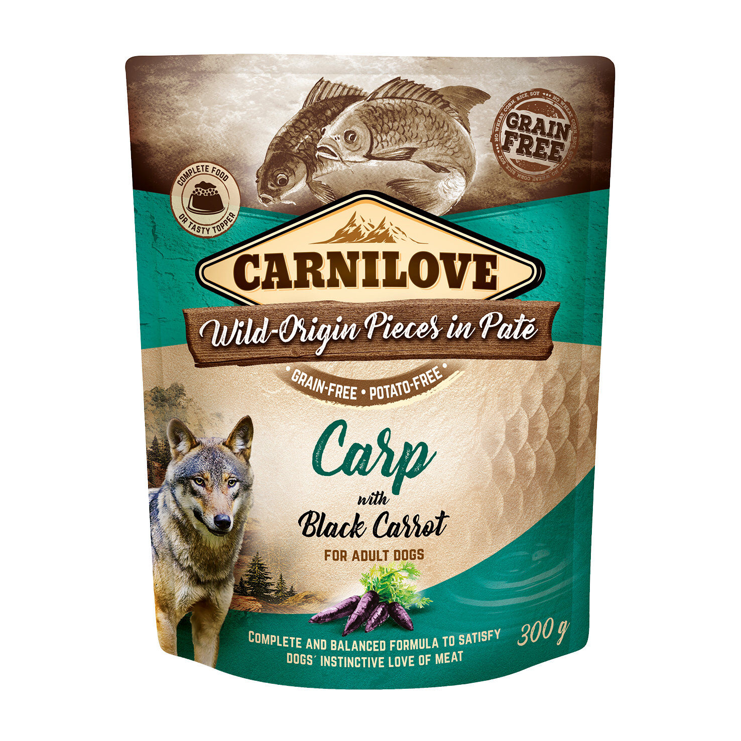 Carnilove - Sachet Fra&icirc;cheur Adulte Carpe et Carottes Noires pour Chiens - 300g Image num&eacute;ro 1