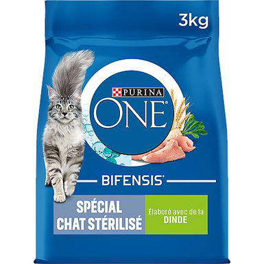 Purina One - Croquettes à la Dinde et Blé pour Chat Stérilisé - 3Kg