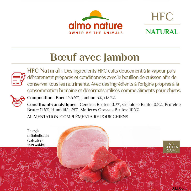 Almo Nature - P&acirc;t&eacute;e en Bo&icirc;te HFC Boeuf Jambon pour Chiens - 95g Image num&eacute;ro 2