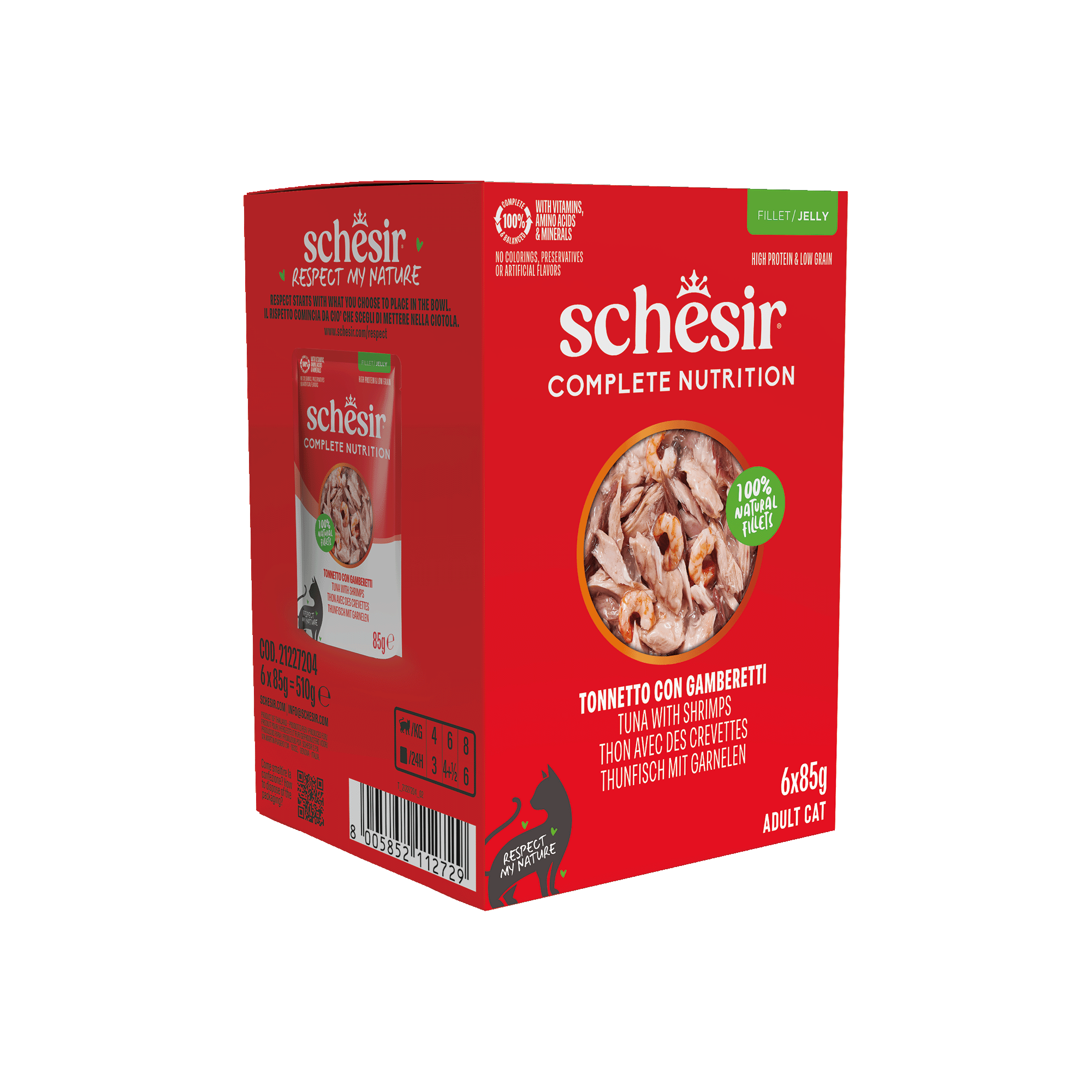 Schesir - Sachets Humides Thon et Crevettes en Gel&eacute;e pour Chats - 6x85g Image num&eacute;ro 1