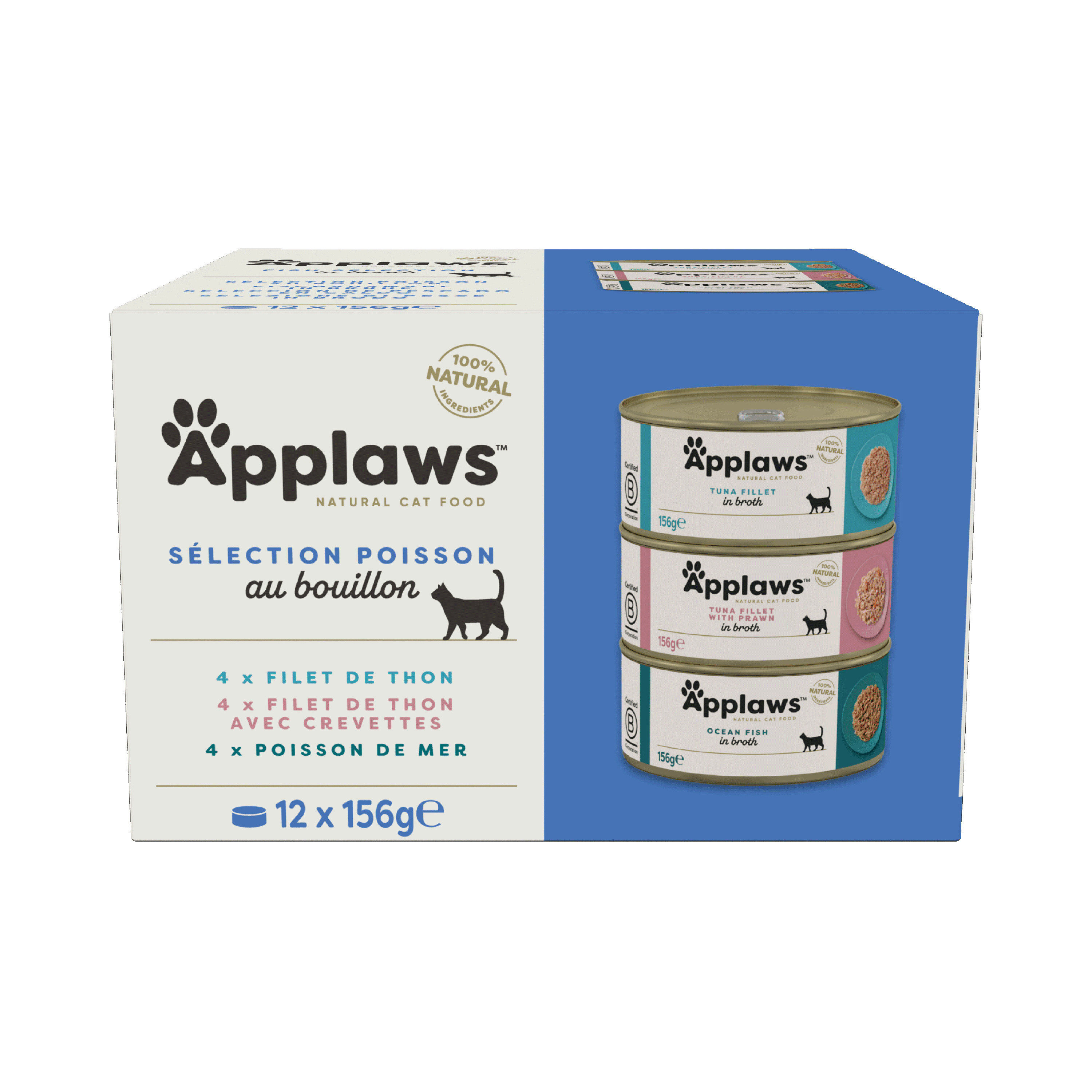 Applaws - Boites Multipack S&eacute;lection Poisson au Bouillon pour Chats - 12x156g Image num&eacute;ro 1