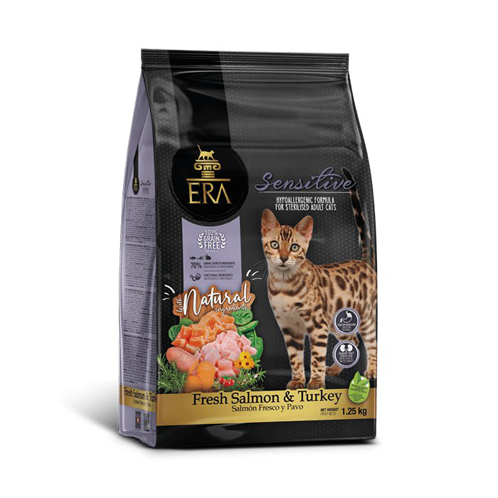 Era - Croquettes Sans C&eacute;r&eacute;ales Saumon et Dinde pour Chats Sensibles - 1,25kg Image num&eacute;ro 1
