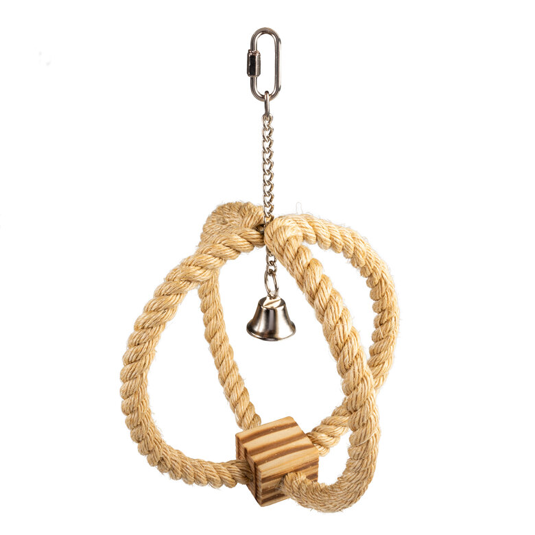 Duvoplus - Corde à Anneaux en sisal avec Cloche pour Oiseaux - 33x22x22cm Image numéro 1 Duvoplus - Corde à Anneaux en sisal avec Cloche pour Oiseaux - 33x22x22cm Image numéro 1