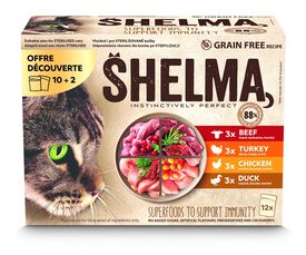 Shelma - Multipack Pochons Viande sans Céréales pour Chat - 12x85g dont 2 Offert