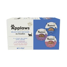 Applaws - Multipack Poisson Selection au Bouillon pour Chats - 8x60gr
