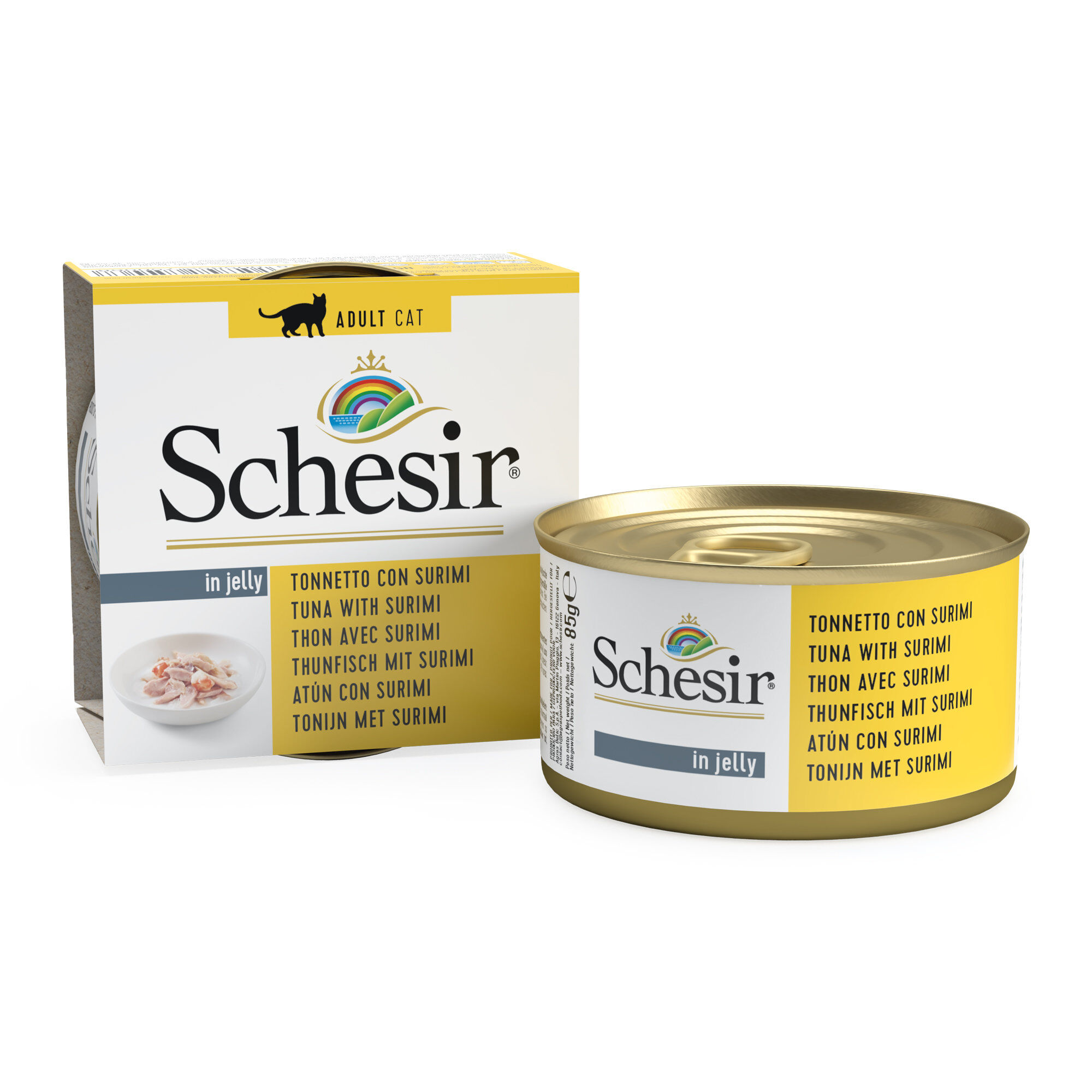 Schesir - P&acirc;t&eacute;e en Gel&eacute;e Surimi et Thon En Bouillon Pour Chats - 85g Image num&eacute;ro 1