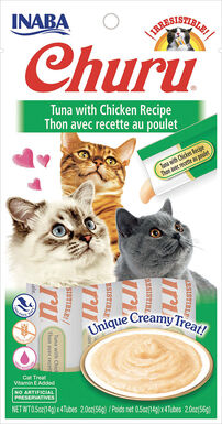 Inaba - Friandises Churu Thon avec Recette au Poulet pour Chats - 4x14g