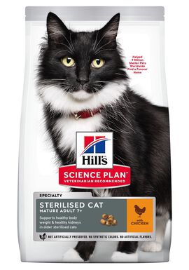 Hill's Science Plan - Croquettes Sterilised Mature 7+ Poulet pour Chat - 1,5Kg