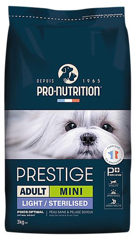 Pro-nutrition - Croquettes Prestige Mini Adult Light/ Sterilised pour Chiens - 3Kg image number null