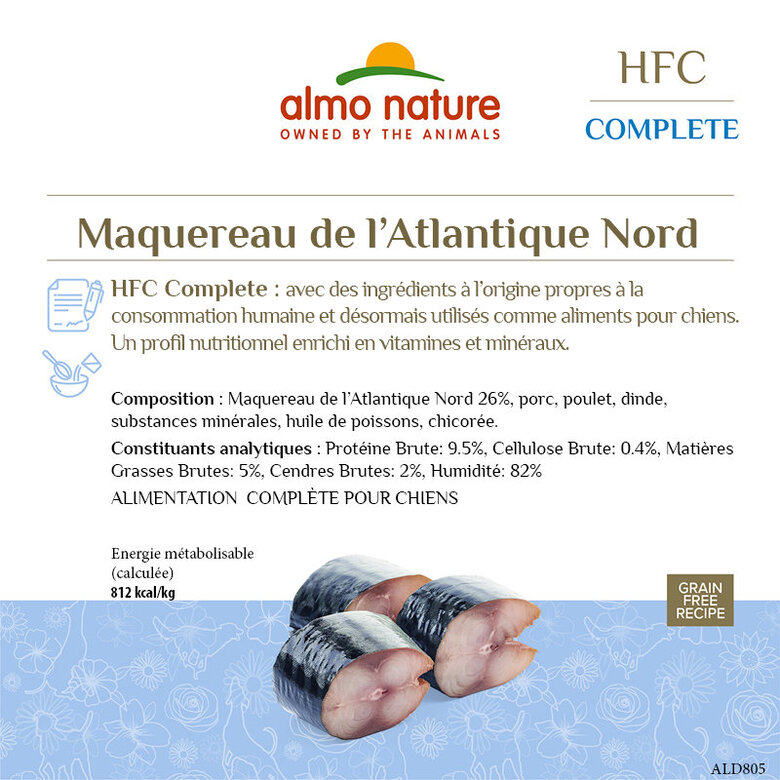 Almo Nature - Pâtée en Barquette HFC Maquereau pour Chiens - 85g Image numéro 2 Almo Nature - Pâtée en Barquette HFC Maquereau pour Chiens - 85g Image numéro 2