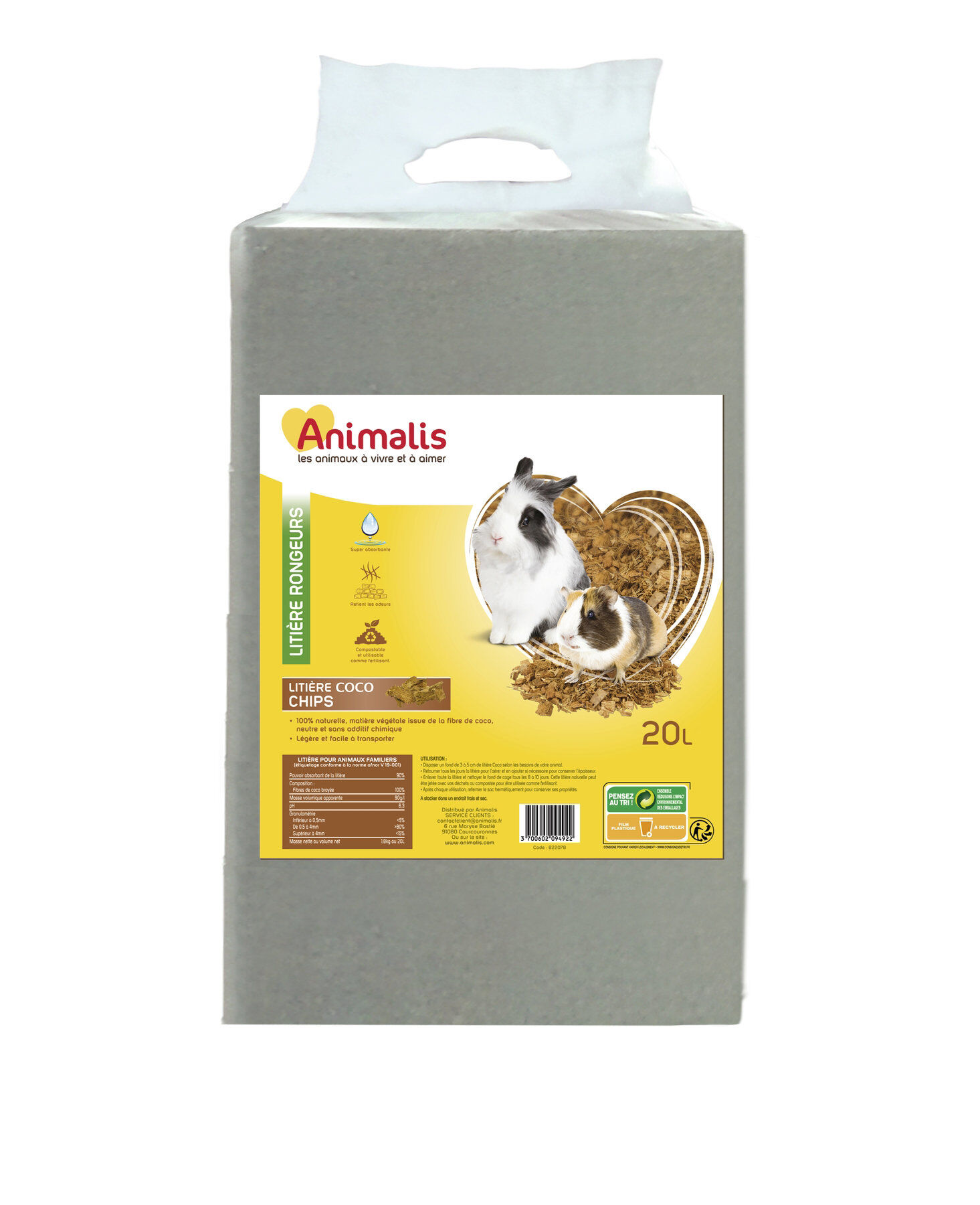 Animalis - Liti&egrave;re Coco Chips pour Rongeurs - 20L Image num&eacute;ro 1