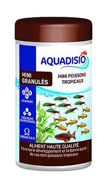 Aquadisio - Aliments Granulés pour Mini Poissons Tropicaux - 100ml