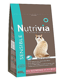 Nutrivia - Croquettes à l'Agneau et Riz pour Chat Sensible