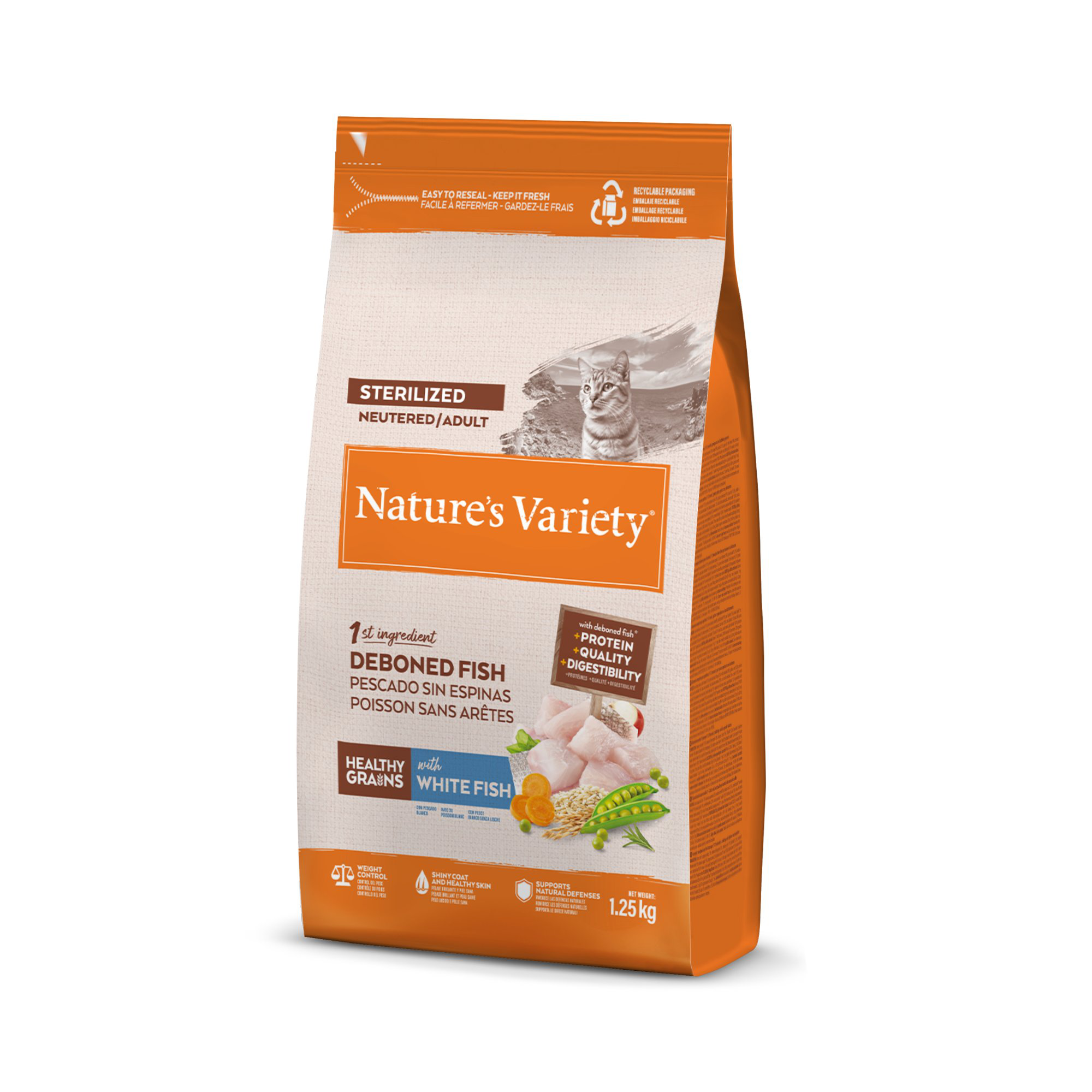 Nature's Variety - Croquettes Healthy Grains St&eacute;rilis&eacute; Au Poissons Blancs Pour Chats - 1,25kg Image num&eacute;ro 7
