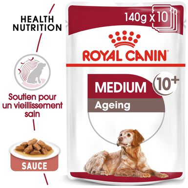 ROYAL CANIN - SACHET FRAICHEUR MEDIUM AGEING 10+ en sauce POUR CHIENS SENIORS - 10x140g