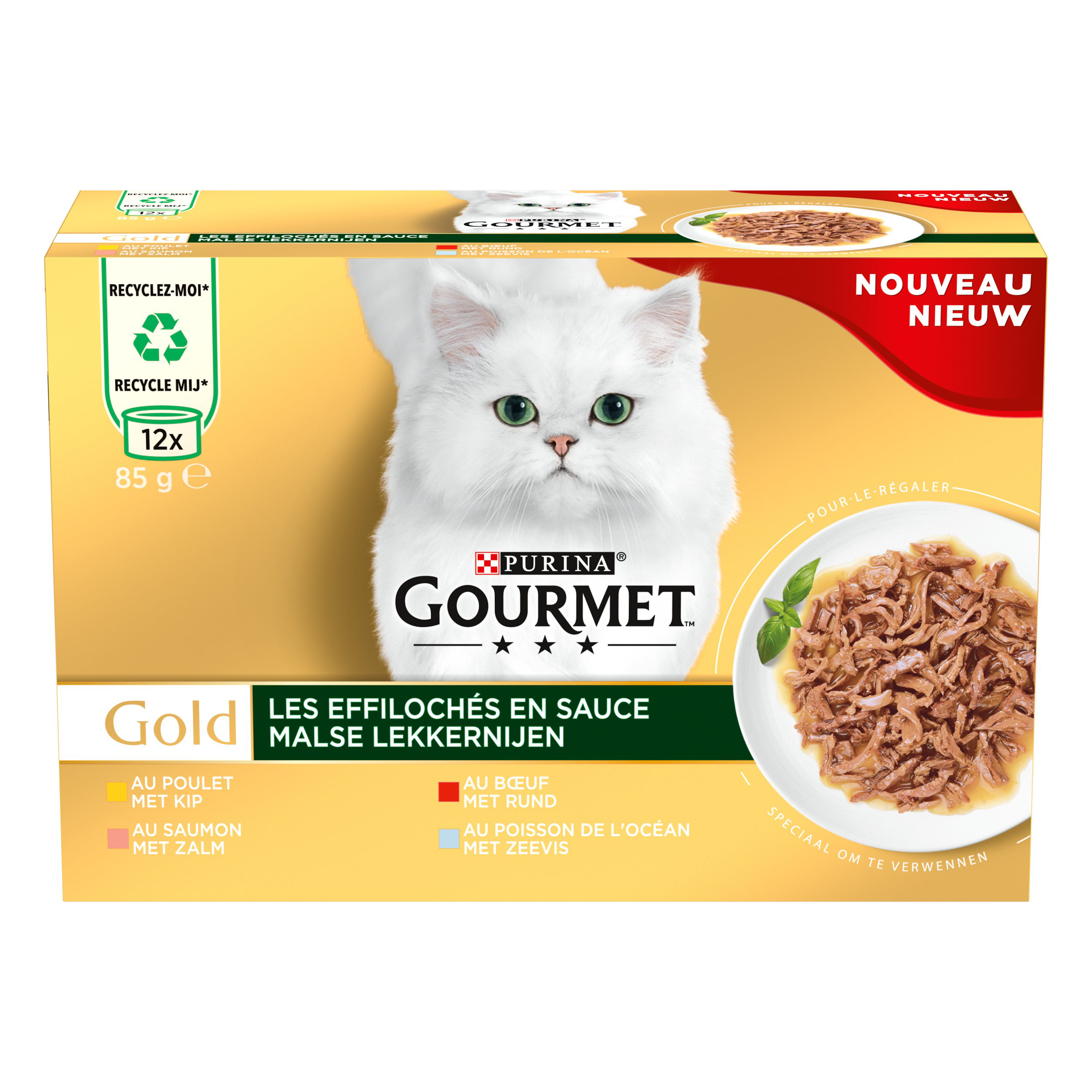 GOURMET - Sachets fra&icirc;cheur GOLD Les Effiloch&eacute;s en Sauce pour chats adultes - 12x85g Image num&eacute;ro 1