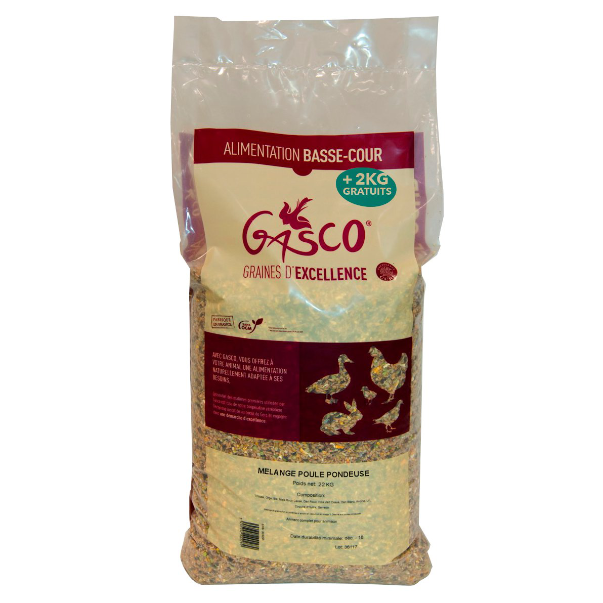 Gasco - M&eacute;lange de Graines pour Poules Pondeuses- 20Kg + 2Kg Gratuits Image num&eacute;ro 1